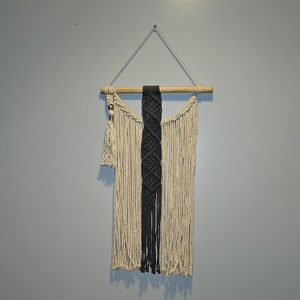 Bohemian Blue Cream Macrame Wall Hanging Home Decor Tapestry RETRO vibe